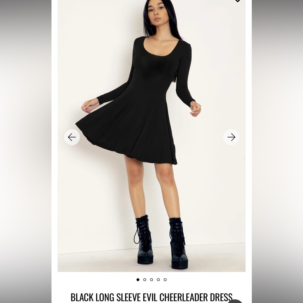 BNWT BLACK LONG SLEEVE EVIL CHEERLEADER DRESS